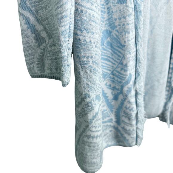 J. McLaughlin Marguerite Blue White Open Front Cardigan Size Small EUC - Picture 4 of 8